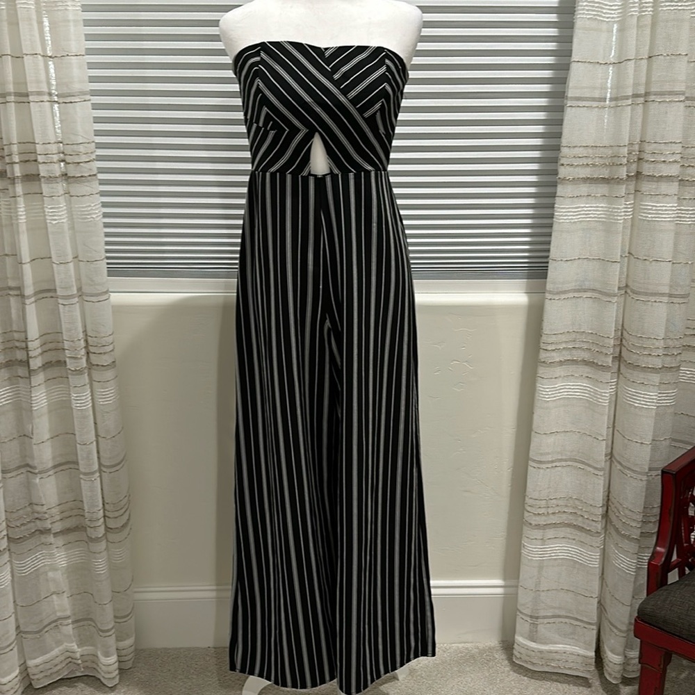 She & Sky Black & White Strapless Jumpsuit
